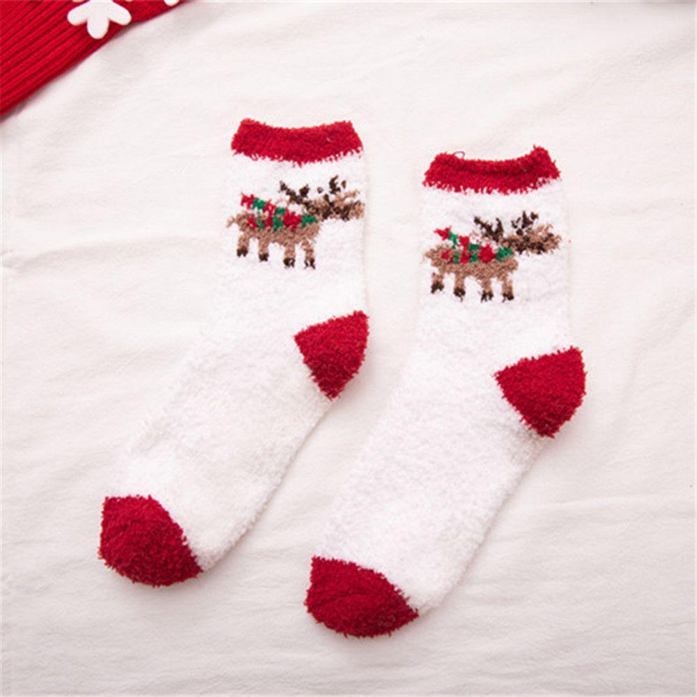 Christmas Women's Socks Coral Fleece Floor Cute Socks Winter Warm Fluffy Floor Socks Xmas Gifts
