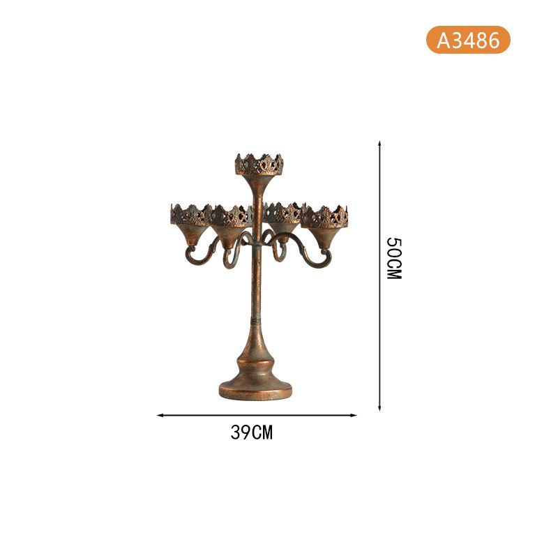 Европейский напольный подсвечник-украшение из состаренного железа