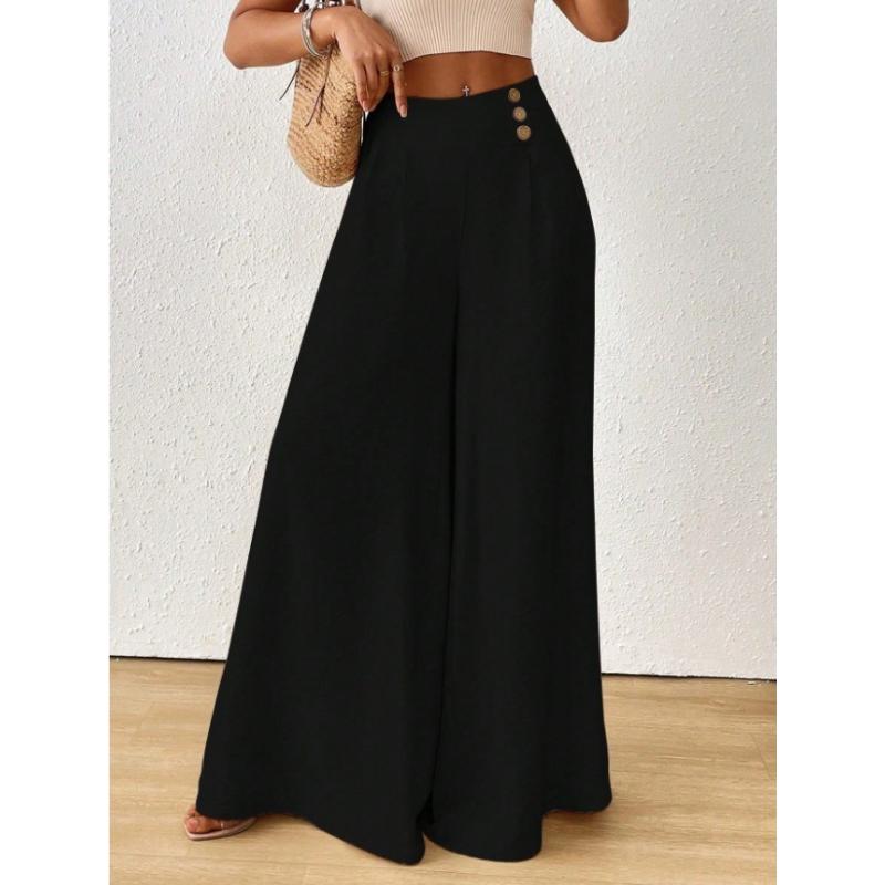 Casual Style Plus-Size High-Waisted Drapey Wide-Leg Pants for Women Summer Cotton-Linen Texture Slimming and Flattering Skirt Pants Commuting