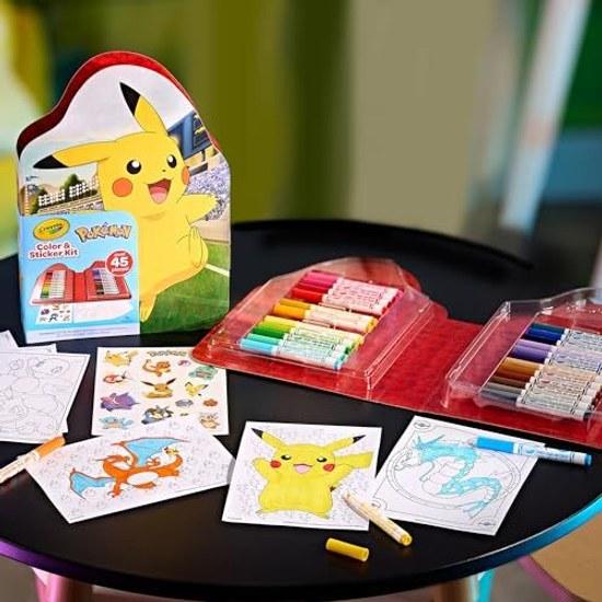 CRAYOLA - Color Sticker Case Pokémon Felt Pen Set Coloring Pages Stickers 45 Pieces Creative Gift Children Aged 5 Up 04-0785