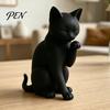 Sculpture de Chat Sans Bavure Modèle Noir, Ornement de Forme Mini, Figurine Décorative Mate Imprimée en 3D pour Bureau Entrée Chambre à Coucher