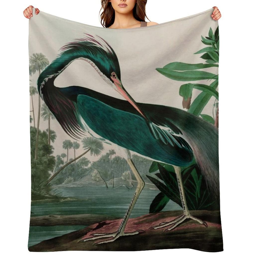 Louisiana Heron Birds of America Audubon Illustration Bird Lovers Gift Throw Blanket for sofa Cute Kid'S Blankets