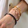 Minimalist Polished Twisted Bangle Opening Stainless Steel Waterproof Rust Proof Women's Bracelet Birthday Gifts Punk Jewelry