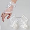 Gothic Short Black Gloves Female Harajuku Lace Bridal Wedding Halloween Lolita Dress Net Gauze Bow Hand Sleeve Fishnet Gloves