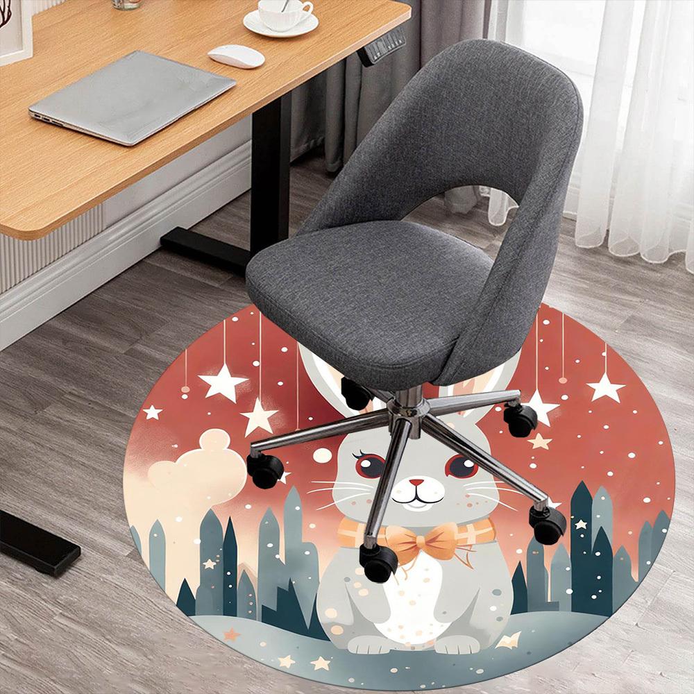 1pc Rabbit Stars Round Chair Mat Office Area Rug - Non-Slip, Floor Mat for Office, Bedroom, Ideal Home Decor Gift C0112131