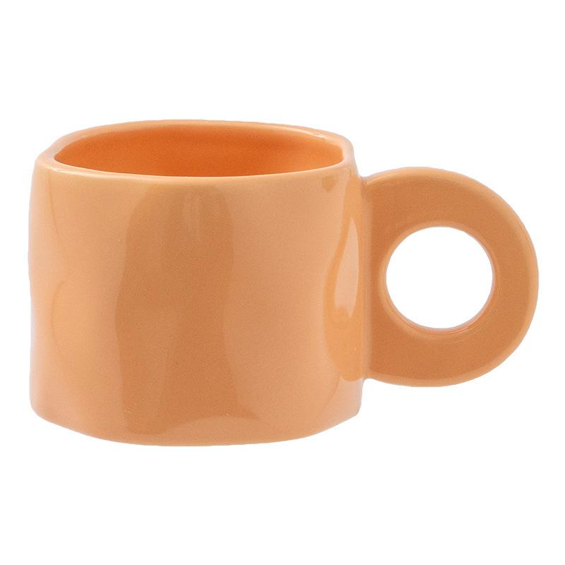 

Керамическая кружка простого стиля оранжевого цвета, бытовая, с круглой ручкой, кофейная чашка, практичная чашка для молока и овсянки, чашка для питья 300ml