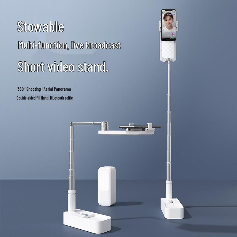 Multifunctional Desktop Phone Bracket with Fill Light – Portable, Retractable for Live Streaming
