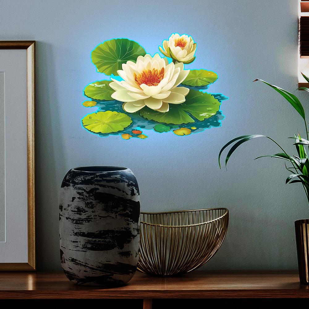 Leuchtende Lotus- und Lotusblatt-Badezimmer-Heimdekorationsaufkleber