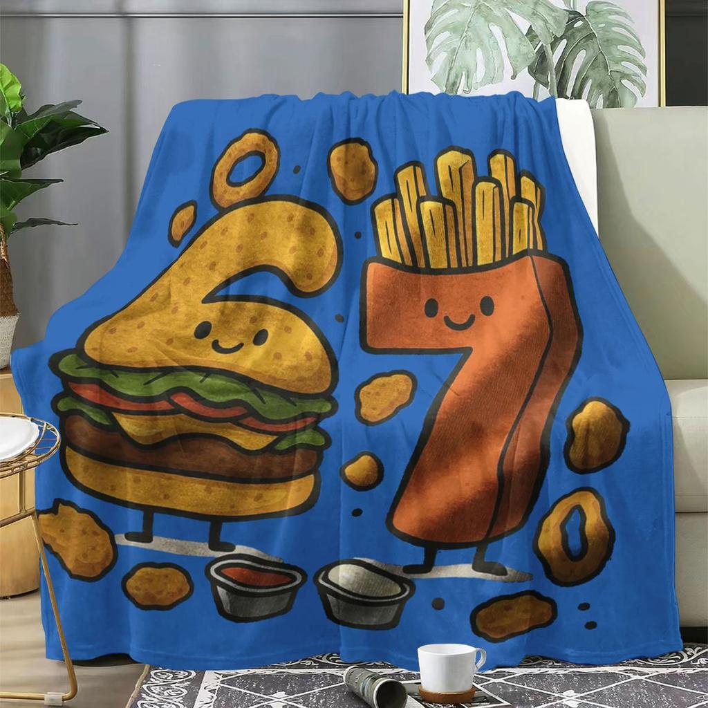theme of Foodie Number 67 Flannel printed blanket suitable for all seasons suitable for living room office sofa and travel