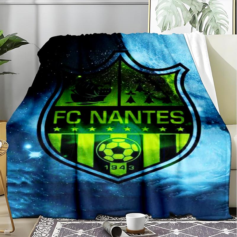 1PC Fc Nan-tes Crest Design Printed Soft Flannel Blanket Throw for Adult Bedroom Living Room Sofa Camping Travel Fan gifts Christmas Gifts