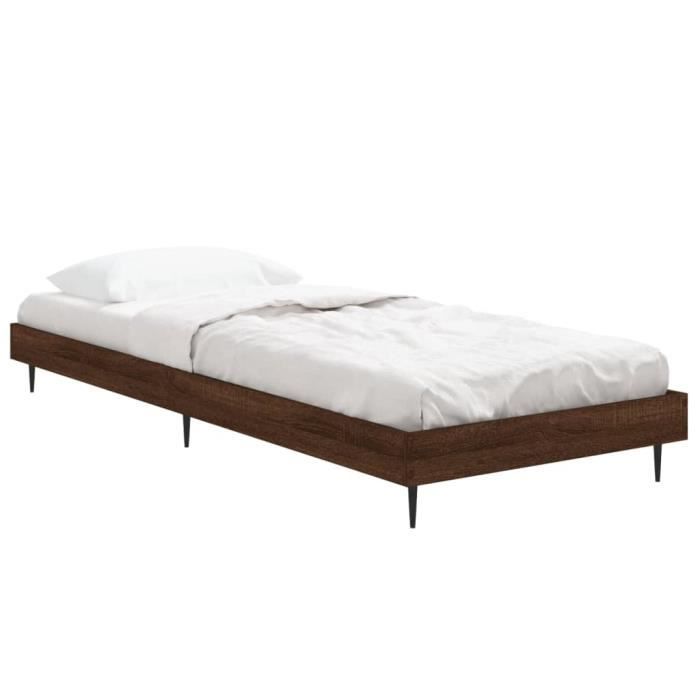 VidaXL Cadre de lit chêne marron 75x190 cm bois d'ingénierie 832316