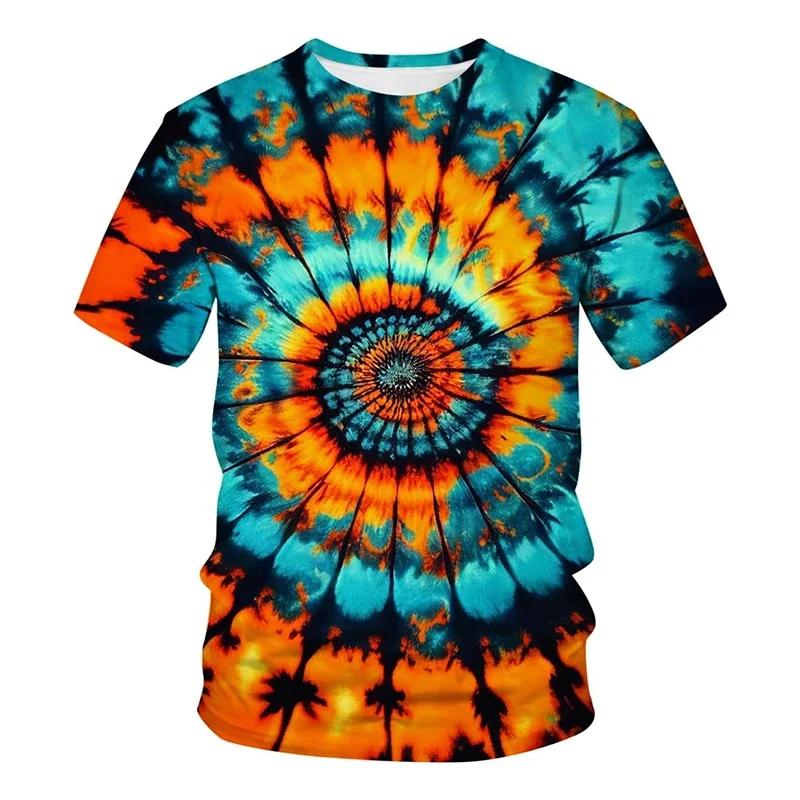Men's Tie Dye Pattern 3D Printed T-shirt with Personalized Street Colorful Design
