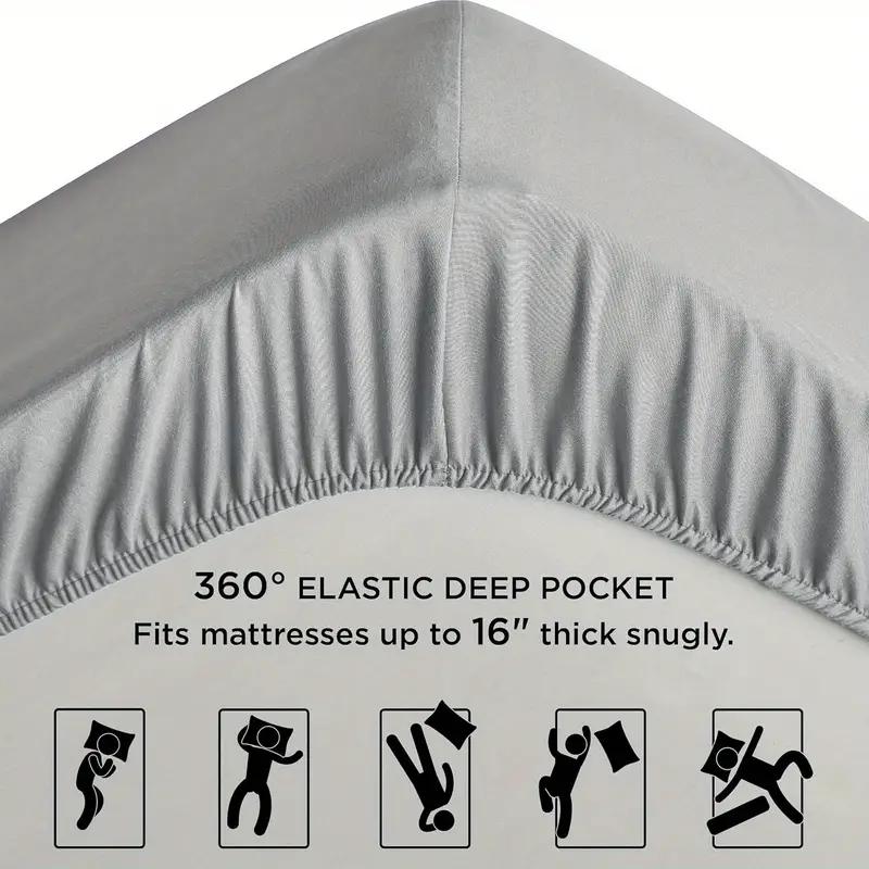 3/4 PC Bed Sheet Set Solid Color Mattress Protector Soft and Comfortable Bedding Bed Sheet Non-Slip Deep Pocket Fitted Sheet Set
