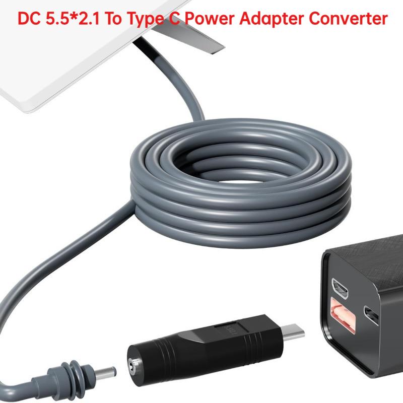 1Pc USB C Male To DC Female Power Cable PD100w Type-C Power Adapter Converter Plug for Starlink Mini DC5.5X2.1 Charging Cable