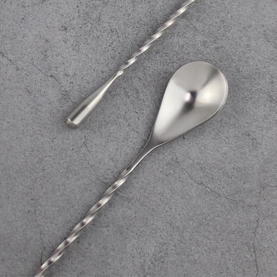 Long Bar Spoon Stainless Steel Cocktail Stirring Mixing Spoon Spiral Pattern Cocktail Stirrers for Bartender Home Use