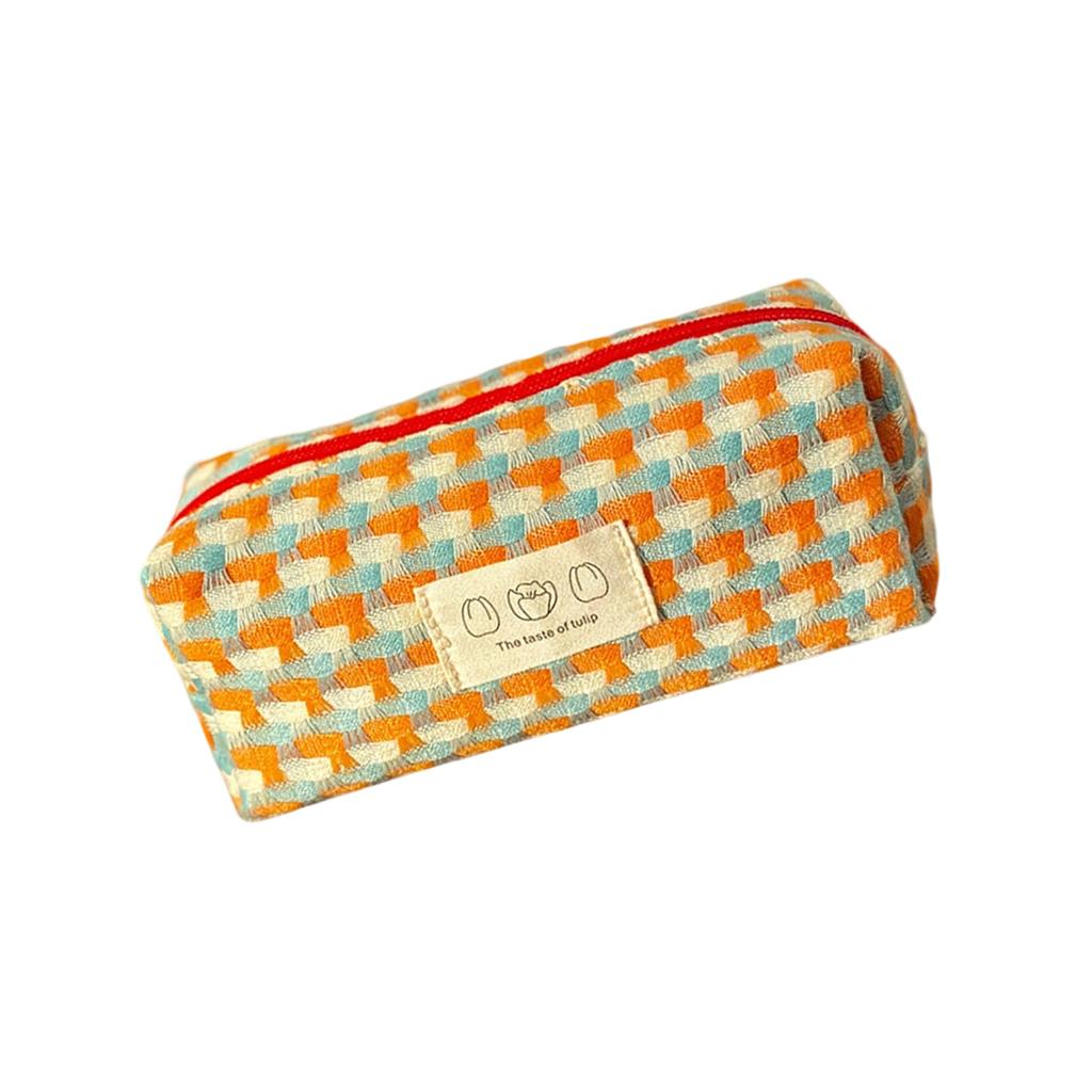 Colorful Pencil Pouches Large Capacity Woven Fabric Pencil Case Portable Makeup Storage Bag for School Office Travel Use