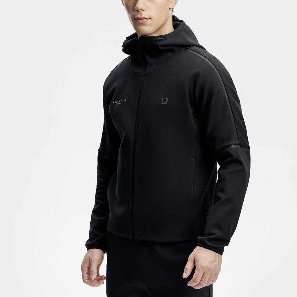 Fila Solid Color Hooded Fitness Knit Jacket Men Jackets Deep-Black A11M411506F-BK
