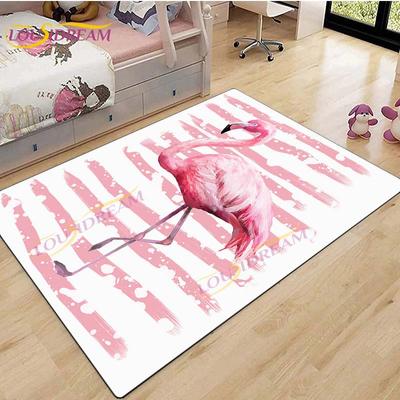 Cartoon Flamingo Rug Pink Flamingo Carpet for Kids Room Girl Room Personalized Rug Child Room Decor Love Themed Rug Floor Mat