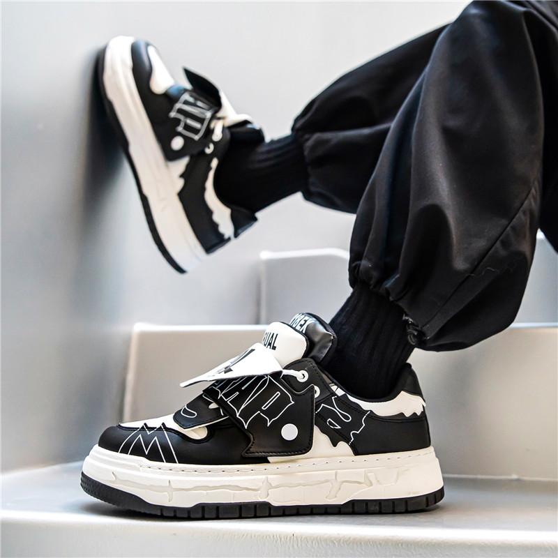 Men Vulcanized Sneakers Shoes Tennis Sports PU Slip-On Mix Color Good Quality Skateboarding Walking Shoes Casual Shoe For Male