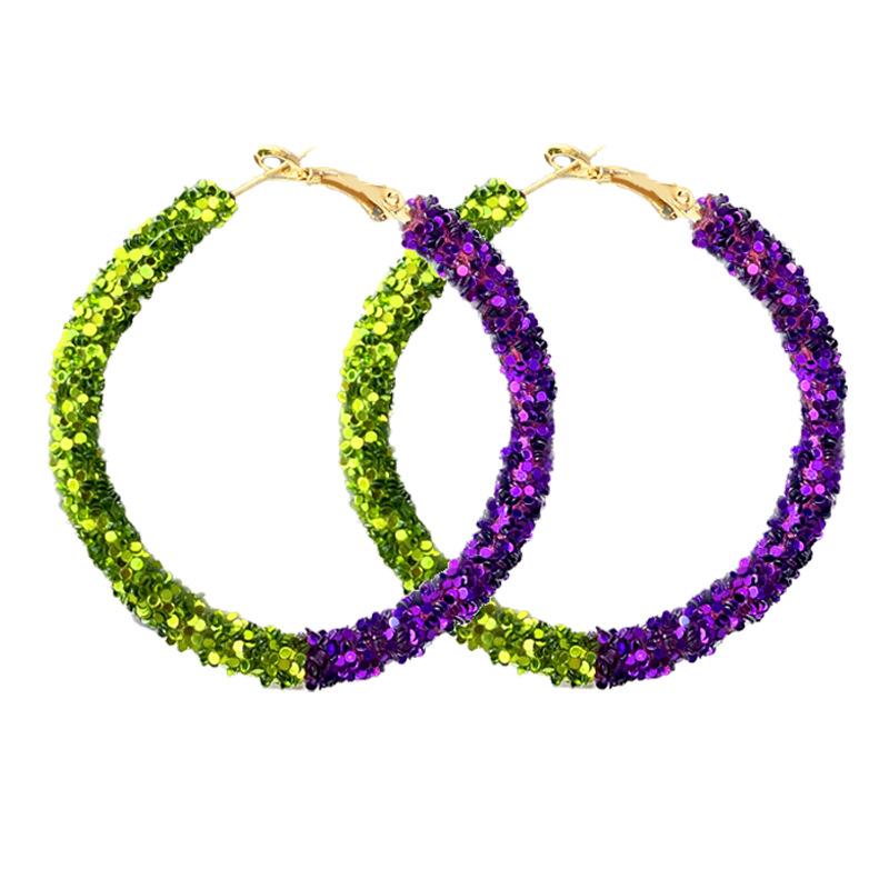 Mardi Gras Hoop Earring Feather Long Earring New Tassel Earring  Women