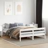 VidaXL Bed Frames with Headboard, Double Bed with Slatted Base, Adult Bed, Bedroom Furniture, Modern, White 842787