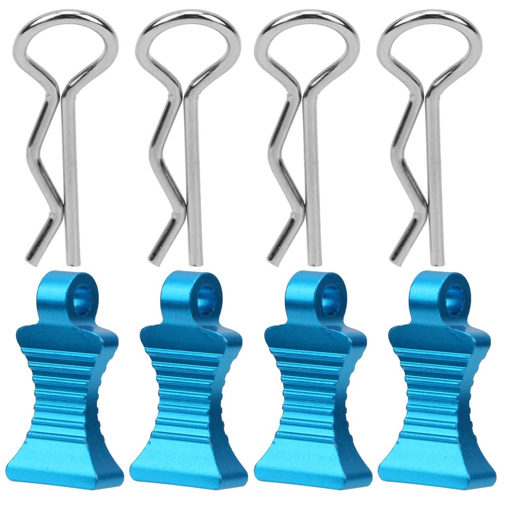 4pcs Aluminium Alloy RType Car Body Shell Clips Pin with Fixing Bracket for 1 10 RC Car(Blue )