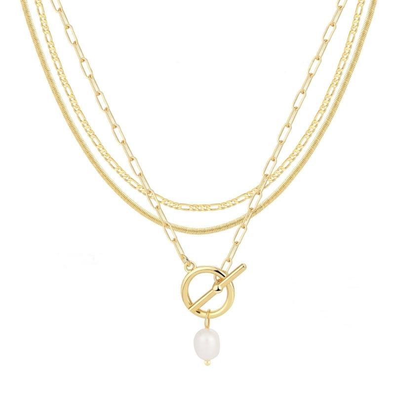 

Multilayer Chain Necklace Coin Charm Feminine Jewelry Set Elegant Stacking Necklaces Alloy Texture for Women Gifts золотой