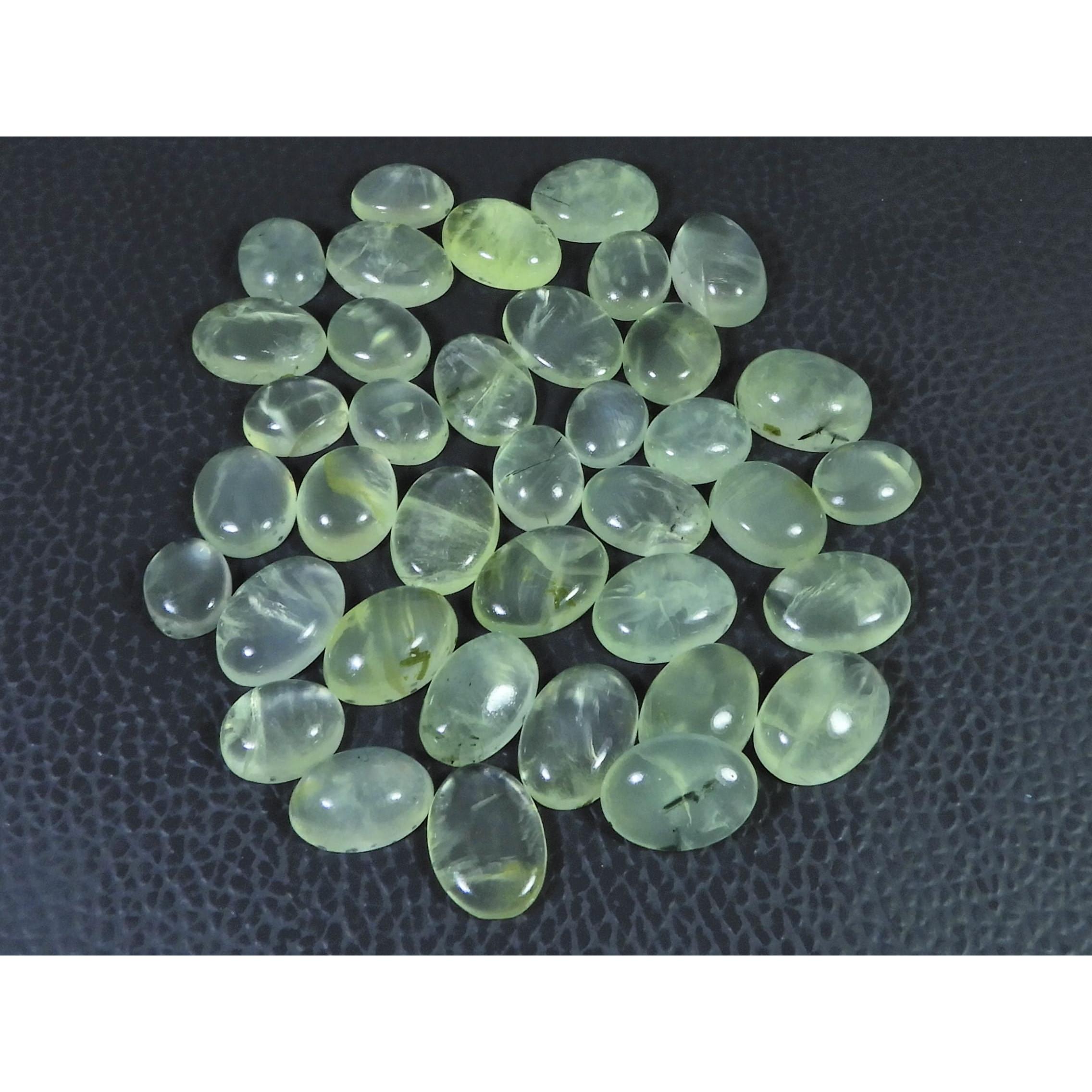 10-14 MM Natural Prehnite Ring Size Oval Cabochon Loose Gemstone 38Pcs Lot C-1730