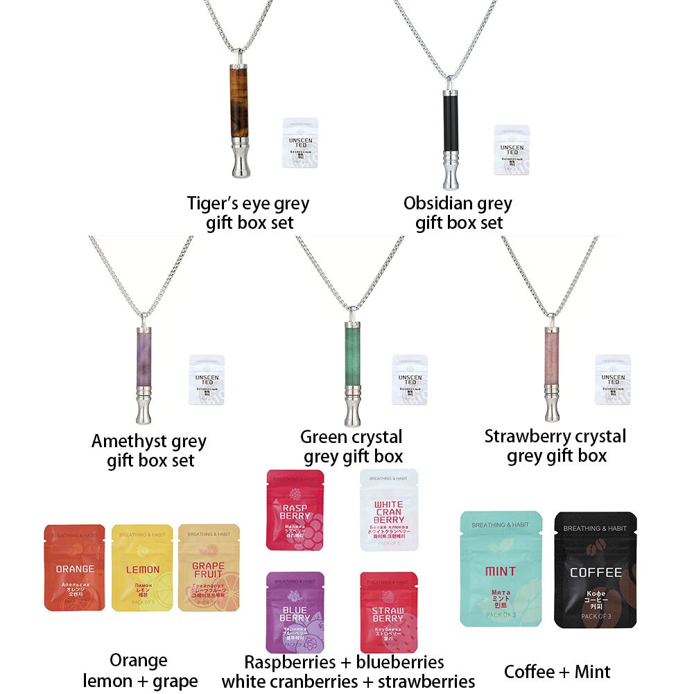 Titanium Steel Breathing Necklace for Anxiety Relief Breathlink Quit Smoking Vaping Necklace Stop Smoking Aids Fidget Necklaces