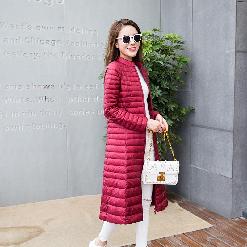 

Новый легкий женский пуховик с воротником-стойкой, удлиненный приталенный пуховик большого размера XXXXL