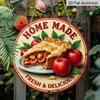 2D Flat 1pc, 8x8 in, Vintage-Style Aluminum Metal Sign - "Home Made" Apple Pie & Apples Decorative Wall Art, Garden Decor for Home, Bar, and More