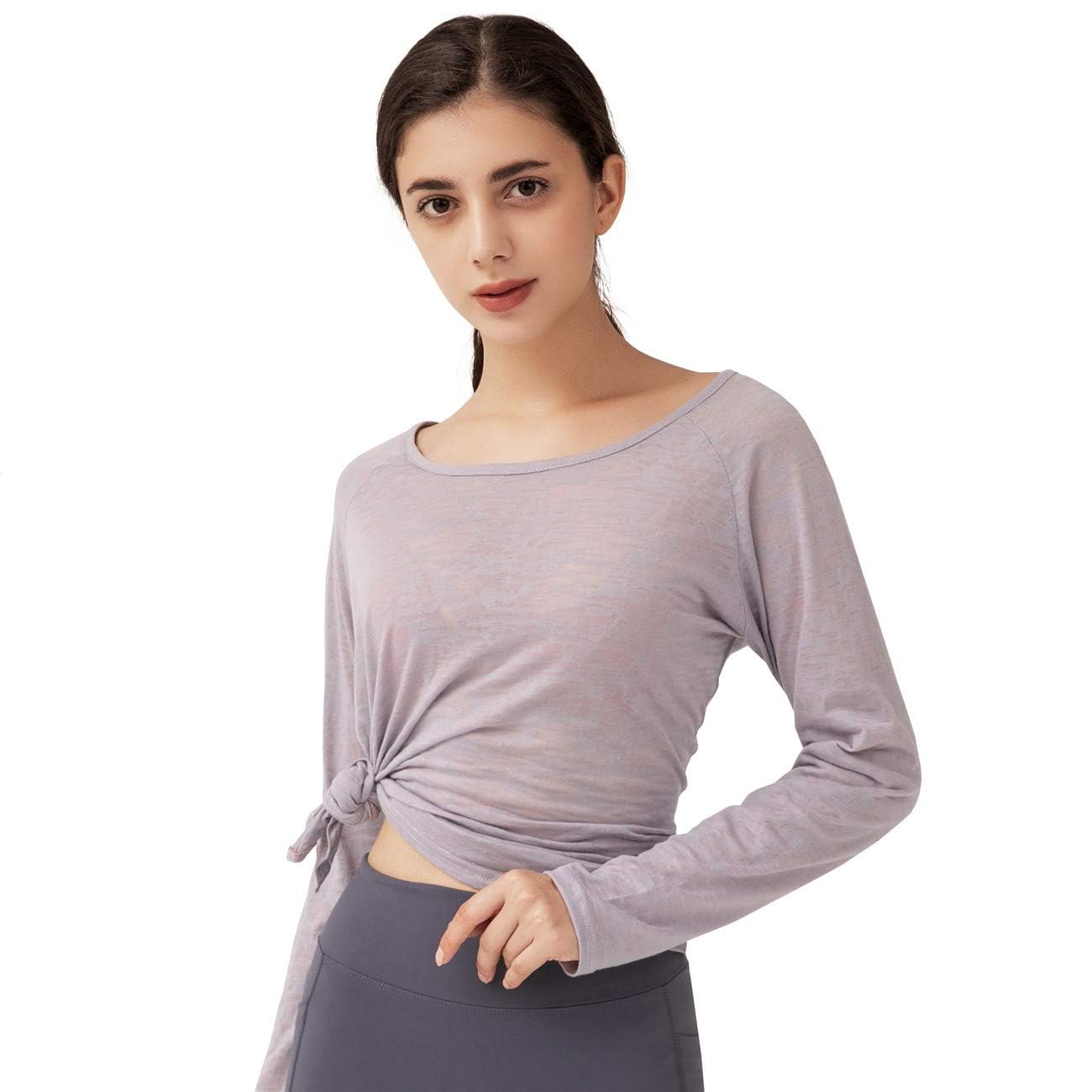 

MORGEN SKY Yoga Long Sleeve Loose Long Long Sleeve Clearance Sale YJ13 Light Women s Top, Shirt, Sheer, Fit, Length, Sportswear, Fitness, Training,