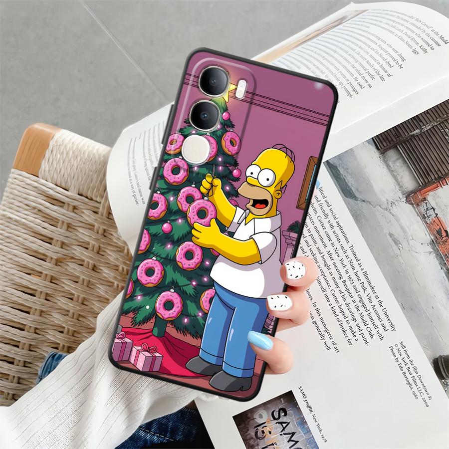 Phone Cover Case for Vivo V21E V23 Y53S V27 Y52S Y93 Y51S Y78 Y71 Y91 Y50 Y95 V29 Y75 Y81 V25 V30 S-simpsons Donut