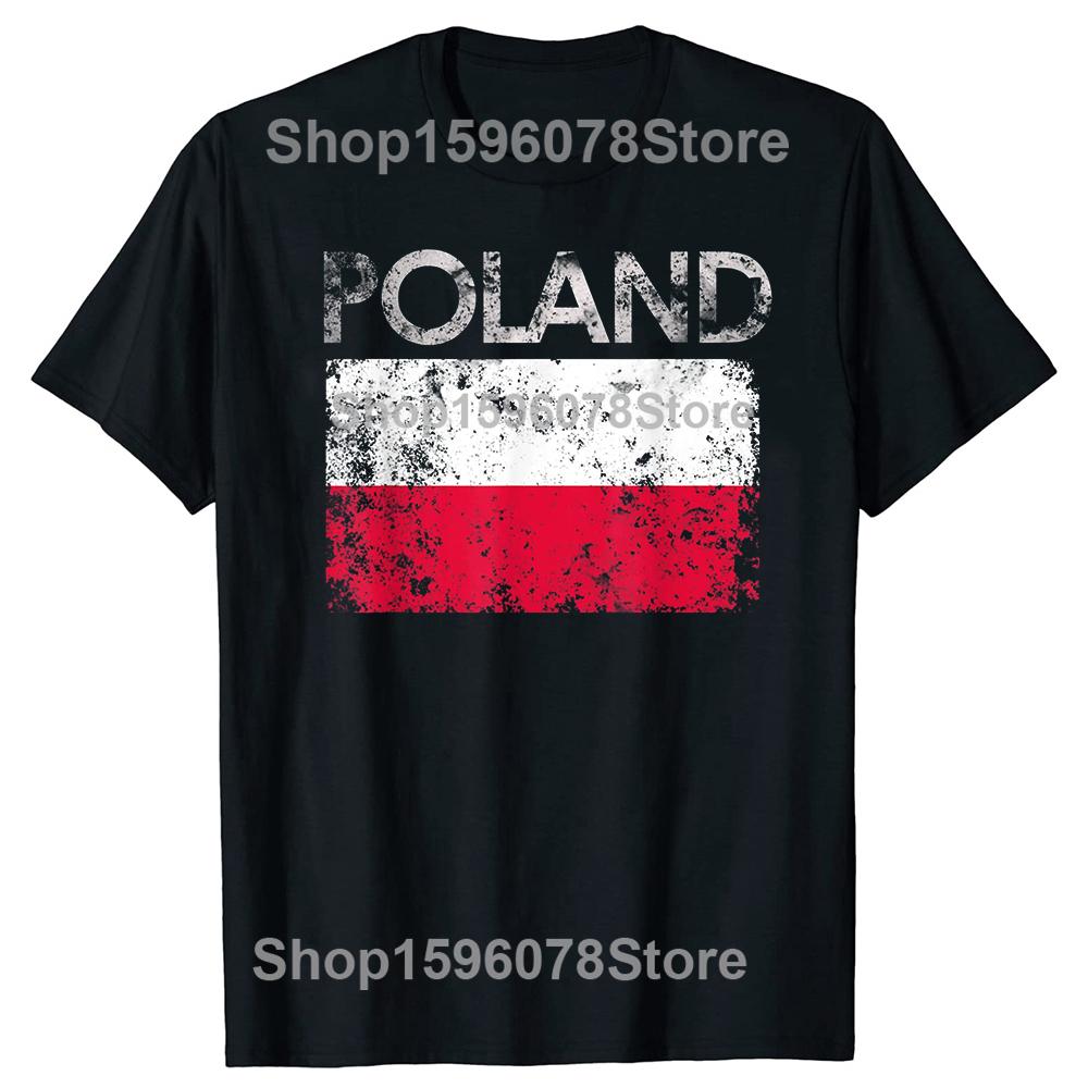 Funny Vintage Poland Flag Pride T Shirts Summer Style Graphic Cotton Streetwear Short Sleeve Polish Gifts Tshirt Mens Clothing