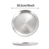6 Pack Stainless Steel Dinner Plates, Camping Tableware, Round Pizza Tray, Outdoor