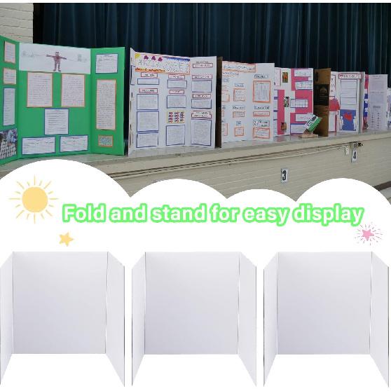 3 pcs Small White Tri-Fold Display Boards, 21 x 14 Inches Corrugated Trifold Poster Boards for School Projects, Science Fairs, Business Presentations
