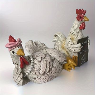 Rooster Statue Decor Statues Garden Farm Yard Lawn Chicken Hen Sculpture Stake Art Resin Craft Courtyard Housewarming Decoration