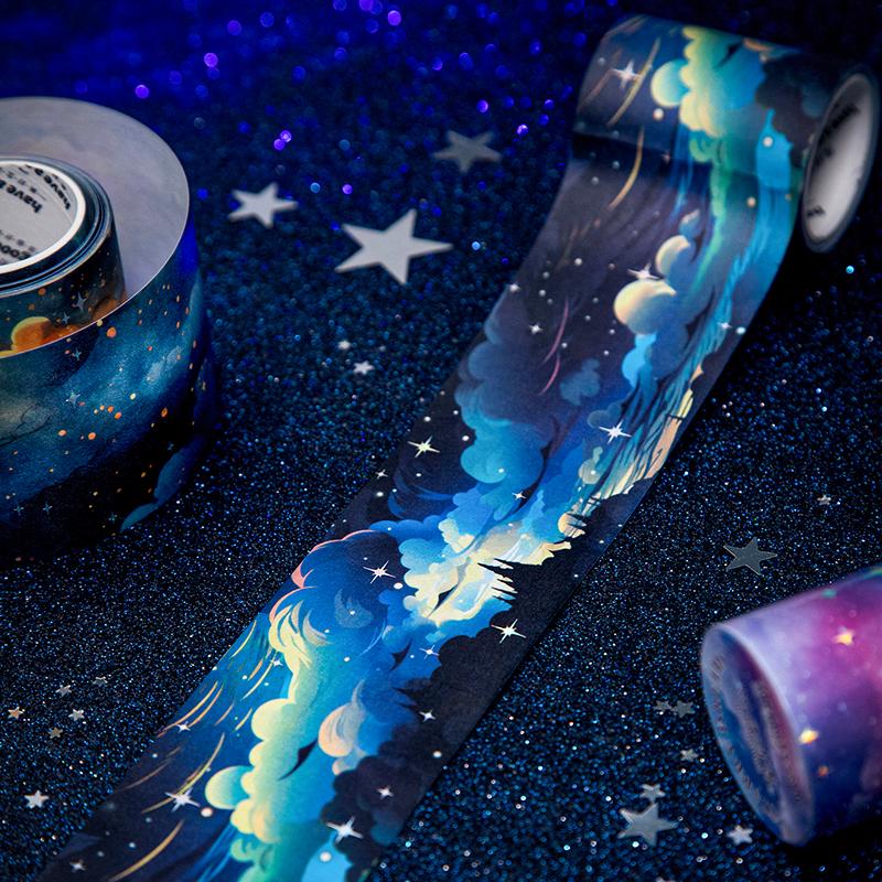 50mm*2m/roll Colorful Starry Sky Cloud washi Tape DIY Scrapbook Background Decoration Album Envelope Diary Marking Stationery