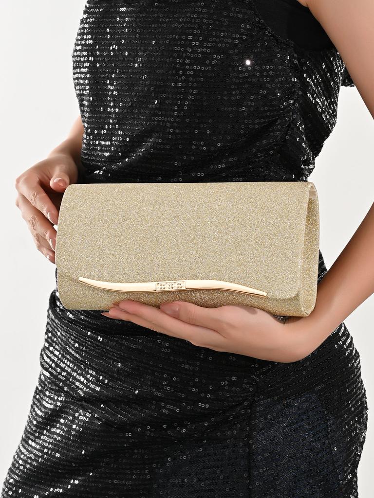 Women's evening clutch, sequin evening envelope handbag with detachable chain, suitable for weddings and parties, elegant style