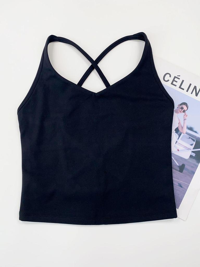 Women's 2025 Yoga Tank Top with Thin Straps, Beautiful Back, and Chest Pad - Perfect for Running and Fitness.