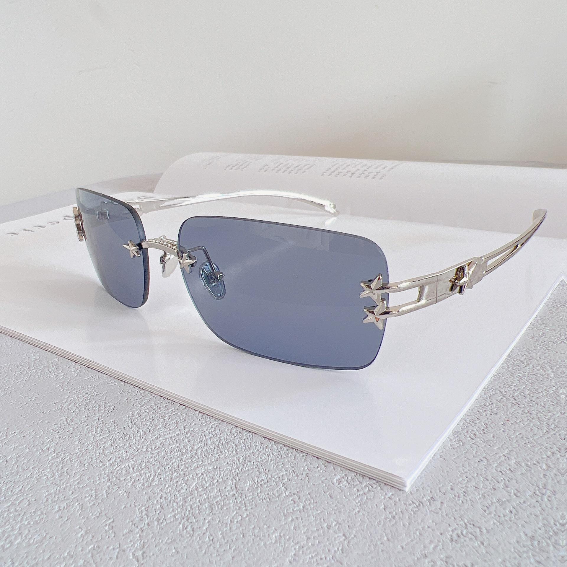 Korean Style Sunglasses Women Rectangle Rimless Y2K Sexy Rhinestone Sun Glasses Outdoor Fashion UV Protection