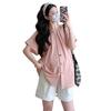2026 Korean Puff Sleeve Doll Shirt & Belly Support Shorts Set