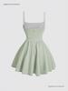 New Summer Fashion Evening Gown: Sexy Solid Color Pleated Dress with Back Zipper & Spaghetti Straps