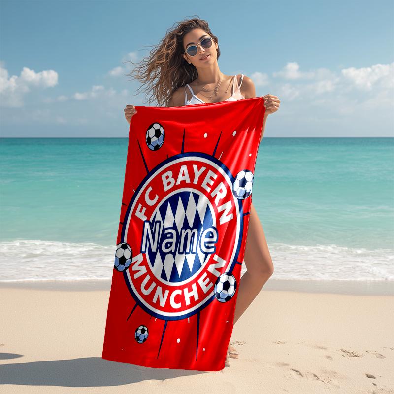 Personalized customized proof beach towel with Bayern Munich pattern - soft, absorbent, quick-drying, perfect swimming, camping&bathing