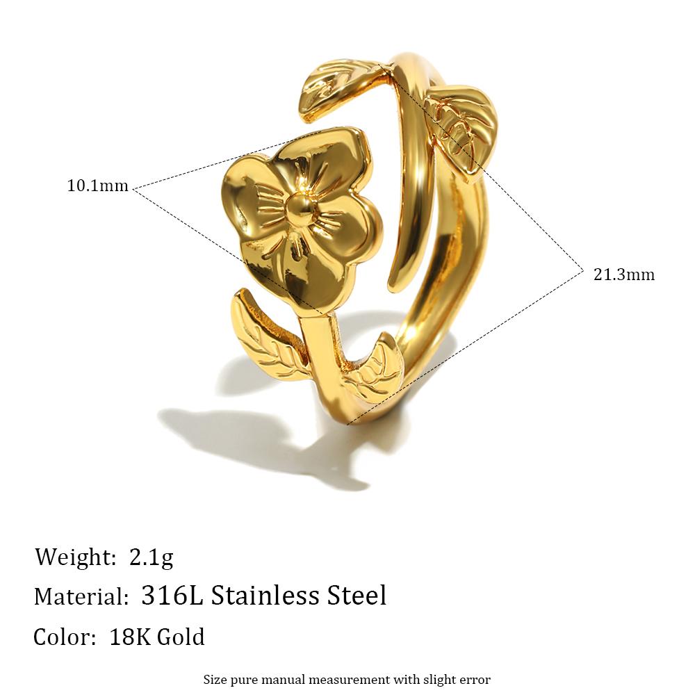 E.B.belle Spiral Open Series Ring Twisted Multi-layered Ring Hammed Flower Stainless Steel Jewelry Accessories