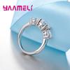Hot Sale 925 Sterling Silver Color 3 CZ Stone Prong Setting Band Rings for Men Women Wedding Engagement Jewelry