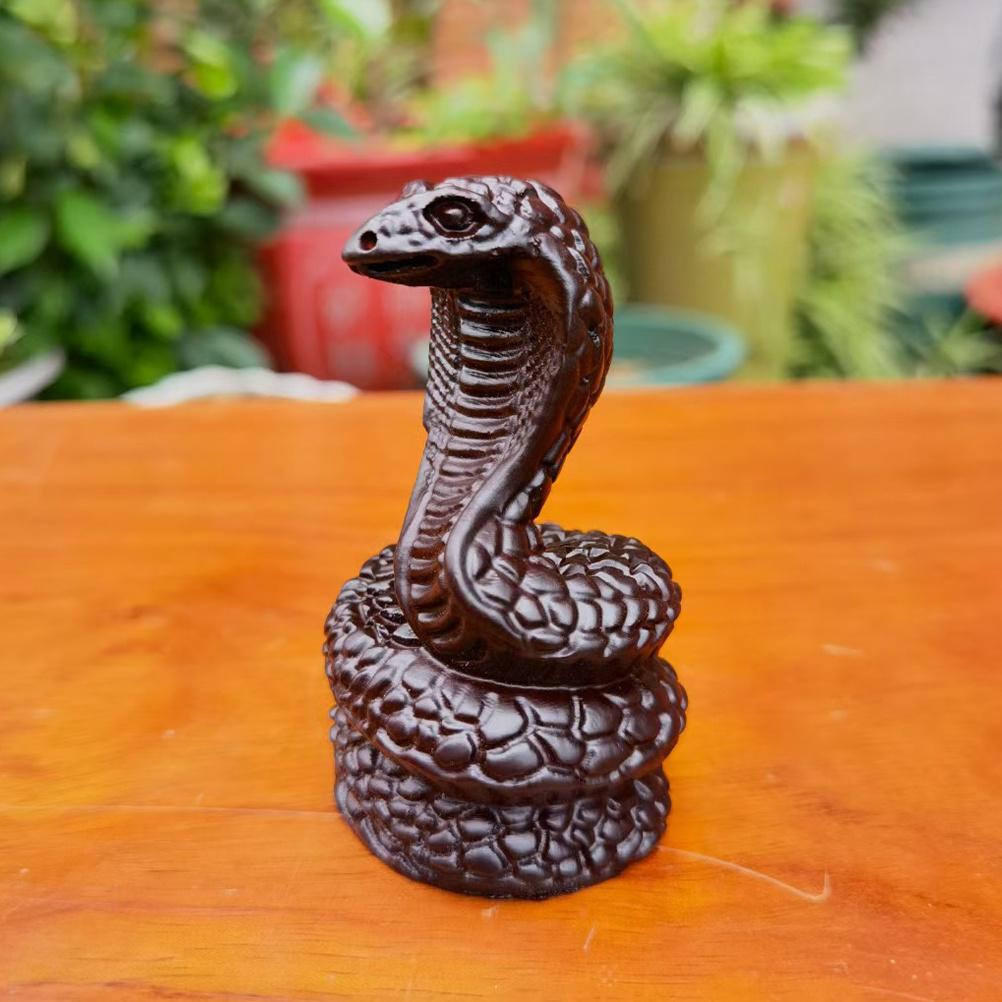 Wooden Snake Home Decor Handcrafted Animal Sculpture for Desk Living Room Bedroom Wood Carving Art Gift Chinese Year of The