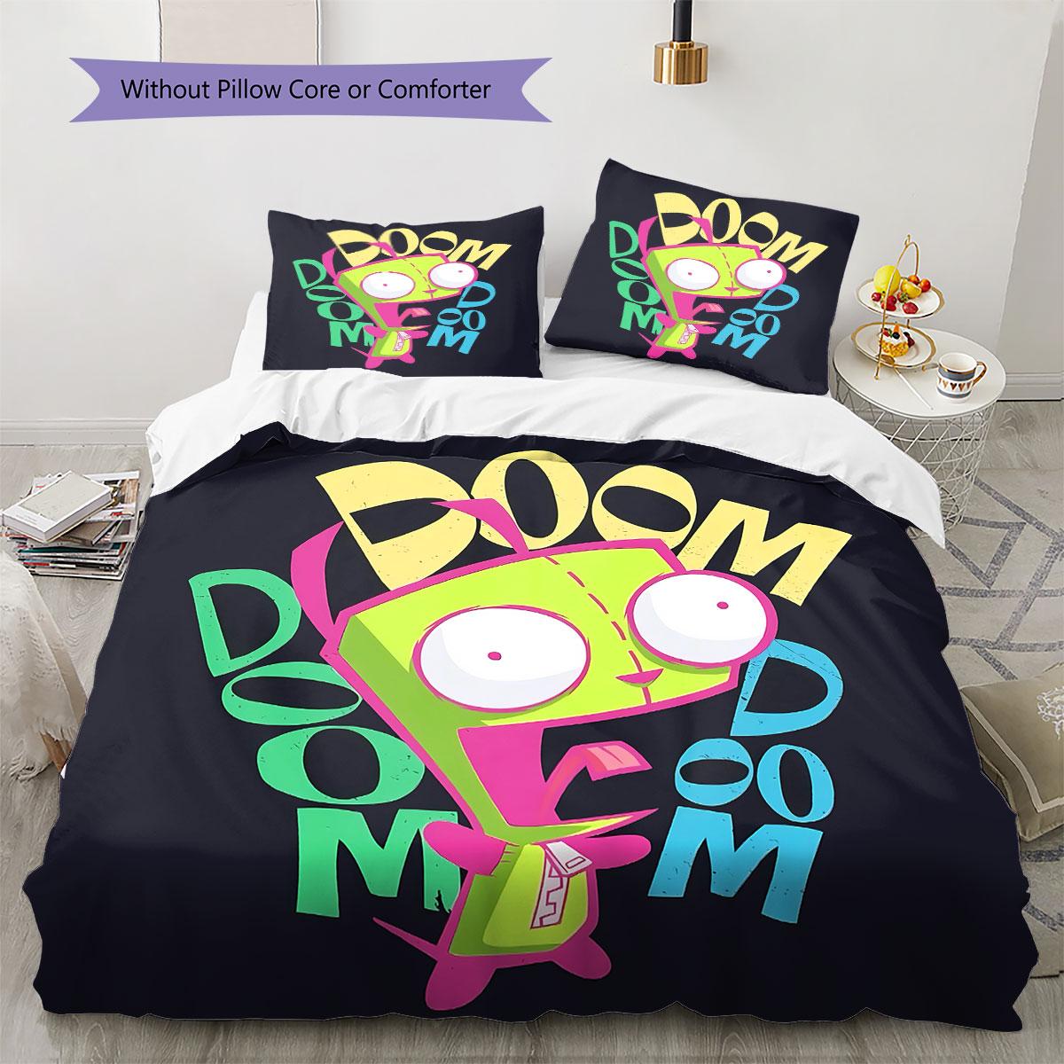 

invaderzim Pattern Bedding Quilt Set Quilt Cover Pillowcase Home Decoration Birthday Gift (1 * duvet cover + 2 * pillowcase, without core) 135x200cm