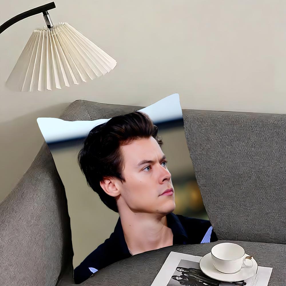 Styles H-Harry Styles British singer Cushion Cover Reversible Plush Pillow Cover – For car, sofa, bedroom, perfect as a gift.