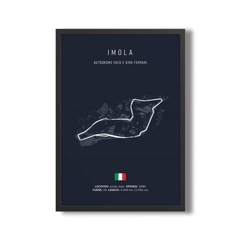 Formula 1 Imola Monaco Okruhová trať Nástěnné umění Plakáty Mapa Světových formulových závodů Dekorace pokoje Plátno Malba Obrázky Tisk Umělecká díla